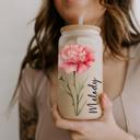  Personalized Colorful Birth Flower Coffee Cup With Name, Personalized Birth Flower Glass Tumbler, Bridesmaid Proposal, Gifts for Her Be My Bridesmaid