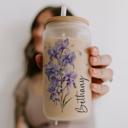  Personalized Colorful Birth Flower Coffee Cup With Name, Personalized Birth Flower Glass Tumbler, Bridesmaid Proposal, Gifts for Her Be My Bridesmaid