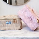  Personalized Embroidered Makeup Bag, Custom Quilted Cosmetic Bag, Personalized Gift, Corduroy Toiletry Bag Women, Gift for Her, Pouch Travel Bag