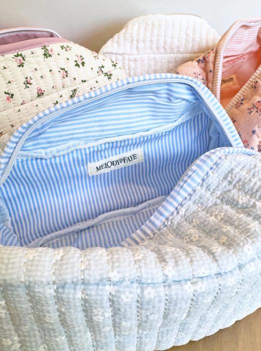 Embroidered Makeup Bag, Quilted Cosmetic Bag Pouch, Personalized Gift, Custom Make Up Bag, Baby Toiletry Bag Diaper Bag