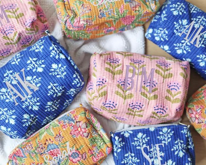 Embroidered Makeup Bag, Personalized Toiletry Bag, Diaper Pouch, Custom Cosmetic Bag, Quilted Toiletry Pouch, Travel Cosmetic Case Gift Monogram