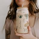  Personalized Iced Coffee Cup with Straw, Summer Tumbler with Bunnies Bees Chickens Lemons, Garden Floral Cup