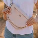Ivory Personalized Classic Style Embroidered Nylon Belt Bag Custom Initials Crossbody Purse Waterproof Lightweight Sling Bag Gift for Women Travel Everyday Bag