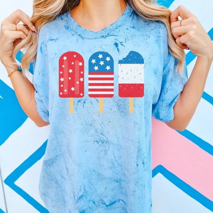Cute Patriotic USA Shirts for Women – Tie Dye & Comfort Colors Tees with Leopard, Rainbow, Bows & Popsicle Designs
