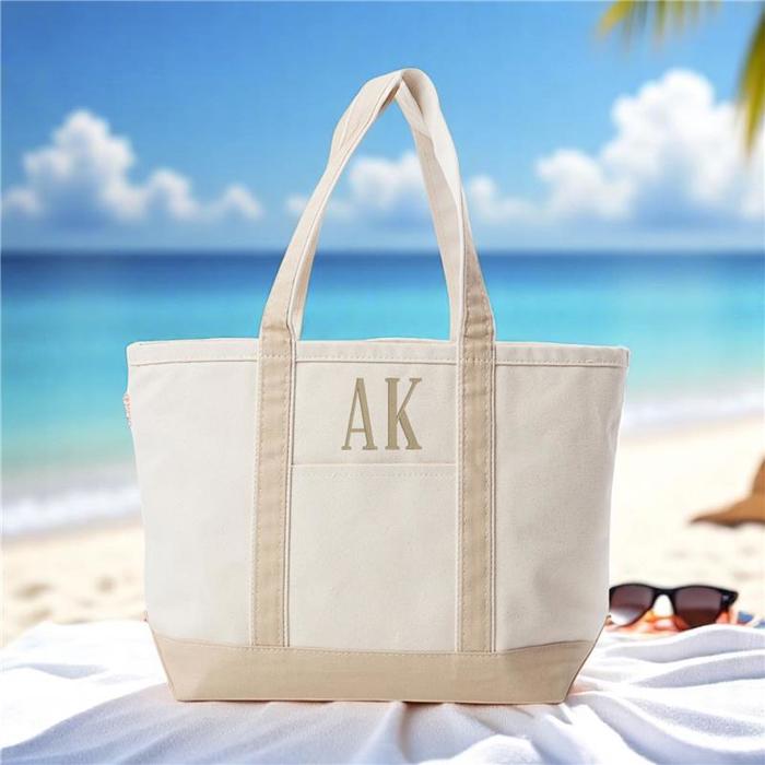 Personalized Medium Tote Bag, Medium Monogram Tote Bag, Canvas Tote, Bridesmaid Gift, Embroidered Classic Medium Tote, Teacher Bag, Bachelorette Party Beach Bag