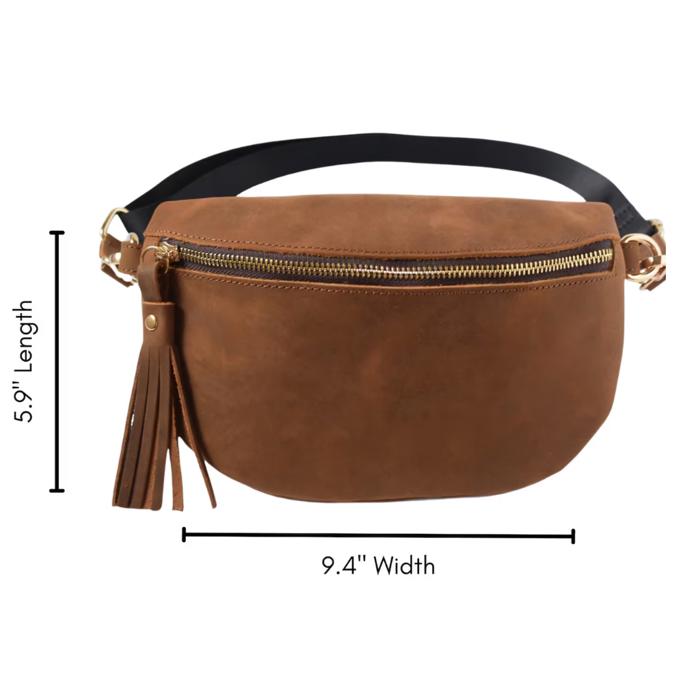 Genuine Leather Belt Bag Leather Fanny Pack Adjustable Crossbody Bag, Sling Bags for Women Minimalist Bag Causal Brown Gift for Mother's Day