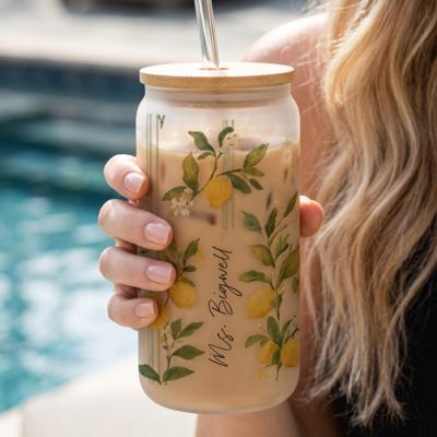 Personalized Iced Coffee Cup with Straw, Summer Tumbler with Bunnies Bees Chickens Lemons, Garden Floral Cup
