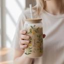Lemon (Frosted Cup) Personalized Iced Coffee Cup with Straw, Summer Tumbler with Bunnies Bees Chickens Lemons, Garden Floral Cup