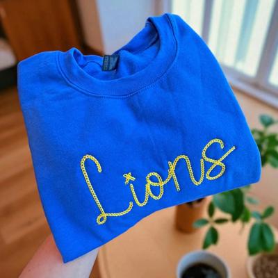 Custom Embroidered School Sweatshirt, Chain Stitch Script Pullover Sweatshirt, Personalized Team Spirit Shirt for Game Days, School Events & Sports Fans