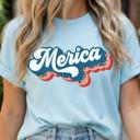  Merica Patriotic Leopard Print Graphic Tee, Fourth of July Shirt, American Outfit for Her, Independence Day Tee, Summer USA Shirt, Casual Women’s Top
