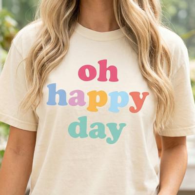 Oh Happy Day Graphic Tee, Positive Vibes Tee, Cute Gift for Her, Vibrant Women’s Shirt, Everyday Outfit, Bright and Cheerful Tee