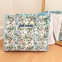  Embroidered Cotton Quilted Bag, Floral Print Tote Bag for Women, Coastal Garden Travel Bag, Handmade Shoulder Purse, Large Floral Weekender