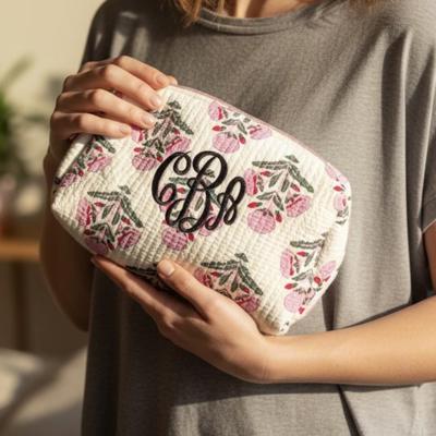Embroidered Makeup Bag, Personalized Toiletry Bag, Diaper Pouch, Custom Cosmetic Bag, Quilted Toiletry Pouch, Travel Cosmetic Case Gift Monogram