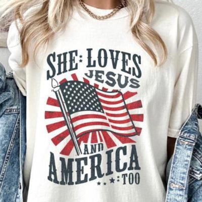 Patriotic Comfort Colors Tee for Women, Cute Red White and Blue USA Shirt for Women, 4th of July Casual Graphic Tee For Her