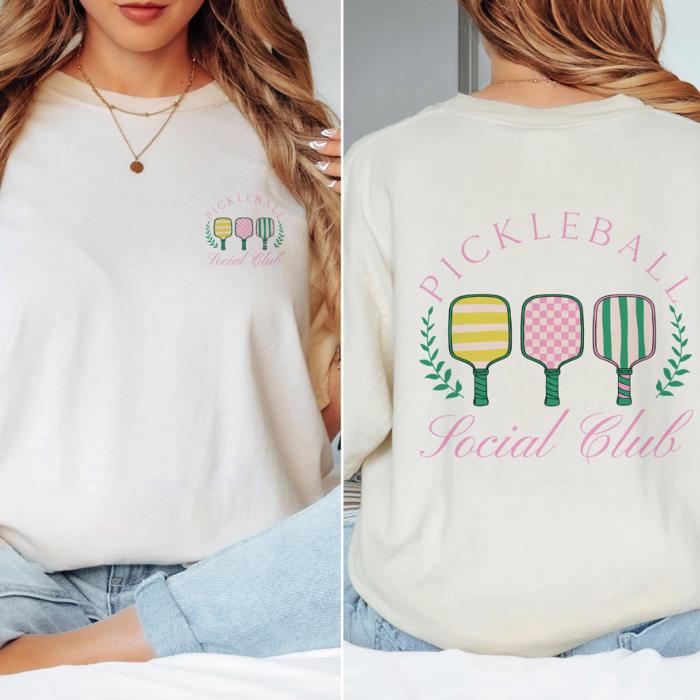 Pickleball Social Club Graphic Comfort Colors Tee – Cute Sporty Oversized T-Shirt