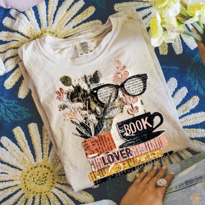 Book Lover Graphic Tee, Vintage Literary Collage Shirt, Reader Aesthetic T-Shirt, Librarian Gift, Bookish Cottagecore Tee, Bibliophile Shirt