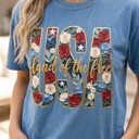  USA Gold Floral Land of the Free Graphic Tee, Patriotic Floral Shirt for Women, 4th of July Outfit, America Comfort Colors Tee, Patriotic Gift for Her