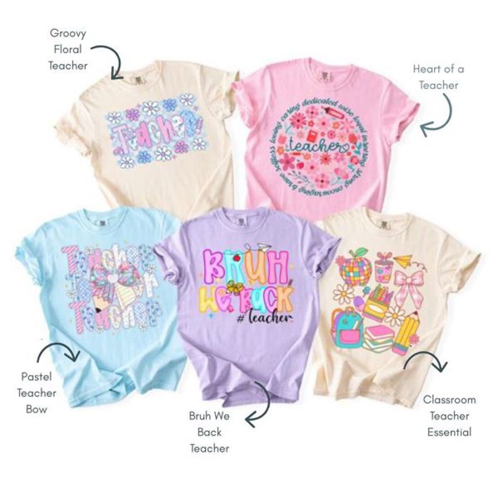 Chalkboard Chic Teacher Tee, Colorful Comfort Colors Shirts for Educators, Back to School & Teacher Appreciation Outfits