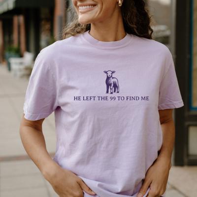 He Left the 99 to Find Me, Minimalistic Version, Christian Comfort Colors Tee – Faith-Inspired Graphic Shirt for Women