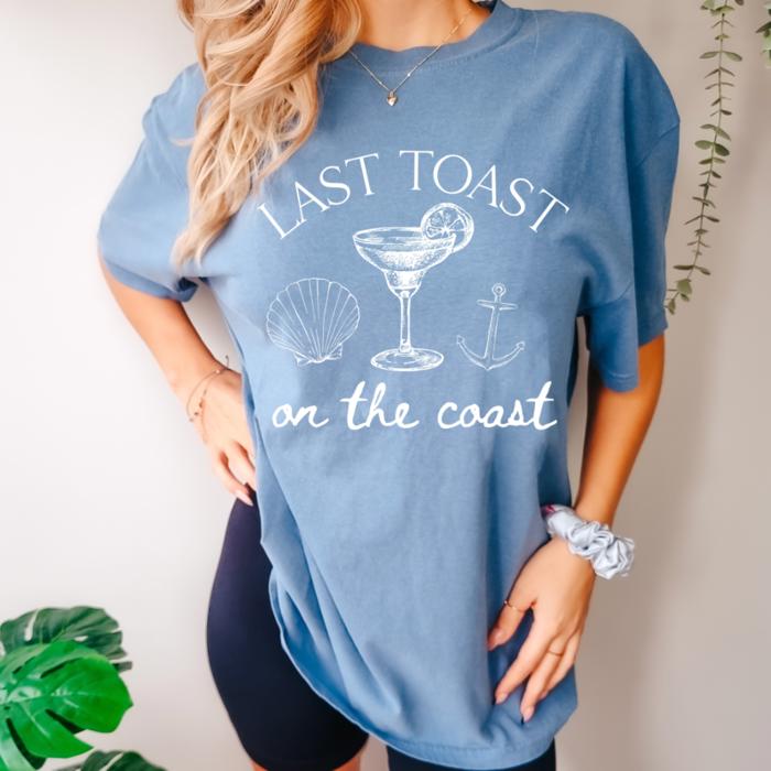 Last Toast on the Coast Comfort Colors Tee – Trendy Coastal Bachelorette Shirt for Women, Cute Beach Party Graphic Tee