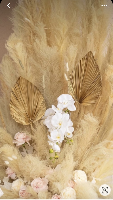 Gold Metallic Palm Frond Dried Glam Palm Leaf DIY Decoration Material Luxury Party Event Wedding Table Centerpieces Decor - 3PCs - 14”