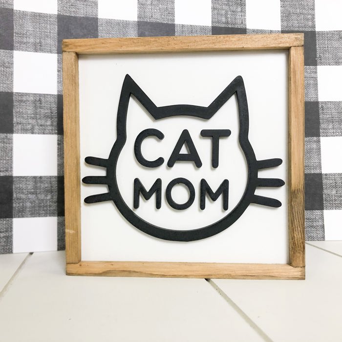 Cat Mom | 5"x5" inch Wood Framed Sign