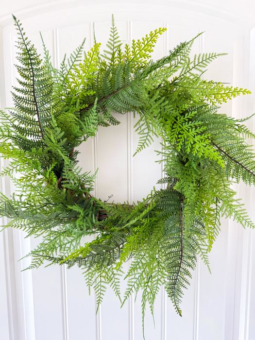 Full Fern Wreath for Front Door, Greenery Wreath, Summer Wreath with Optional Bow, Everyday Front Door Decor