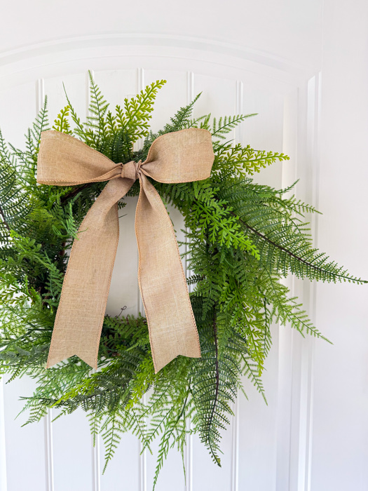 Full Fern Wreath for Front Door, Greenery Wreath, Summer Wreath with Optional Bow, Everyday Front Door Decor
