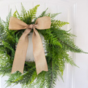  Full Fern Wreath for Front Door, Greenery Wreath, Summer Wreath with Optional Bow, Everyday Front Door Decor