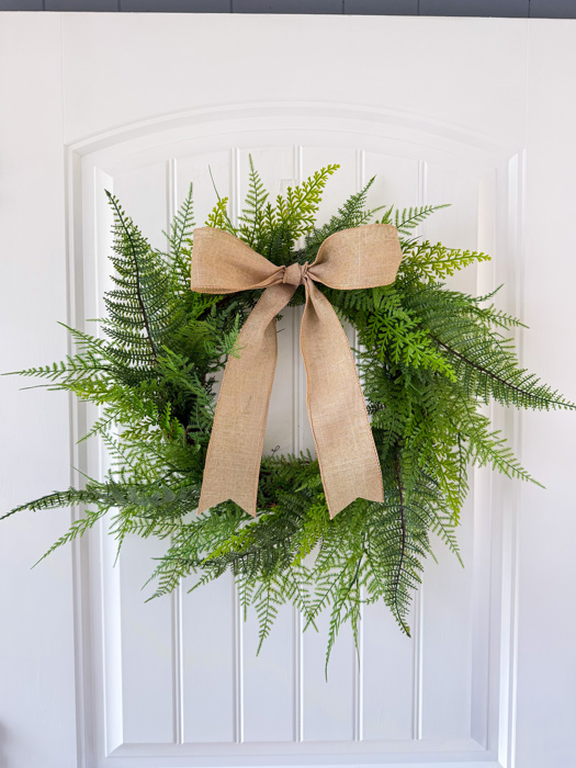 Full Fern Wreath for Front Door, Greenery Wreath, Summer Wreath with Optional Bow, Everyday Front Door Decor