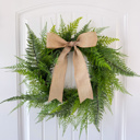  Full Fern Wreath for Front Door, Greenery Wreath, Summer Wreath with Optional Bow, Everyday Front Door Decor