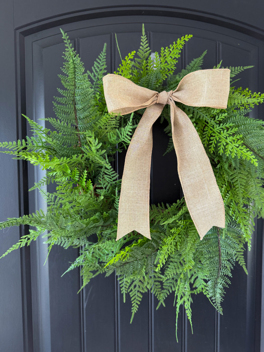Full Fern Wreath for Front Door, Greenery Wreath, Summer Wreath with Optional Bow, Everyday Front Door Decor