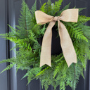  Full Fern Wreath for Front Door, Greenery Wreath, Summer Wreath with Optional Bow, Everyday Front Door Decor