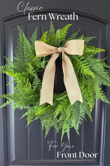 Full Fern Wreath for Front Door, Greenery Wreath, Summer Wreath with Optional Bow, Everyday Front Door Decor