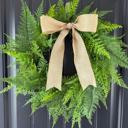  Full Fern Wreath for Front Door, Greenery Wreath, Summer Wreath with Optional Bow, Everyday Front Door Decor