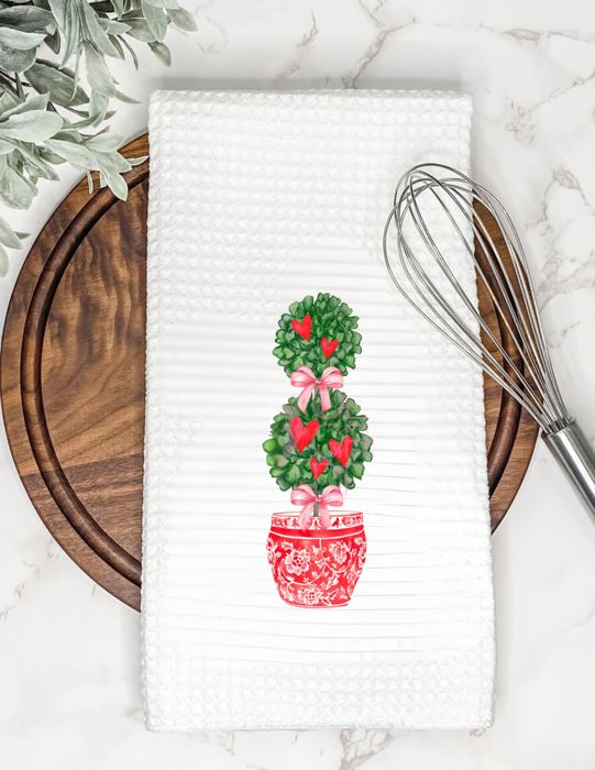 Love Topiary Chinoiserie Tea Towel