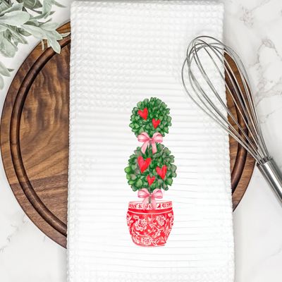 Love Topiary Chinoiserie Tea Towel
