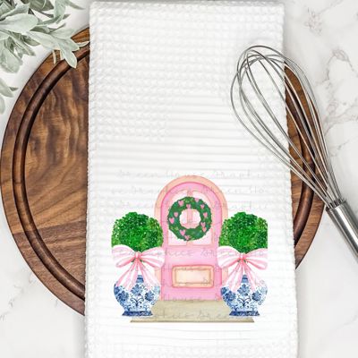 Pink  Door Topiary Tea Towel