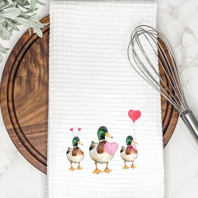 Marching Mallard Ducks Valentine's Tea Towel