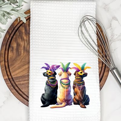 Krewe of Pups Mardi Gras Tea Towel