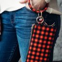 Red Buffalo Plaid Key Ring Wallet Wristlet