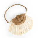 Brown Linen Fringe Crossbody Sling Hip Bum Bag