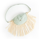 Green Linen Fringe Crossbody Sling Hip Bum Bag