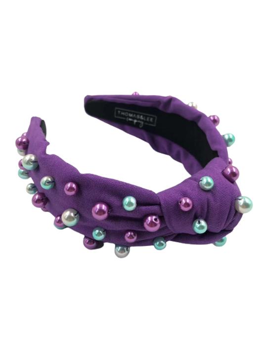 Purple Beaded Mardi Gras Headband