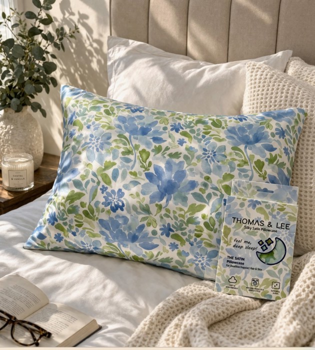 Giftable Blue Blossom Satin Pillowcase