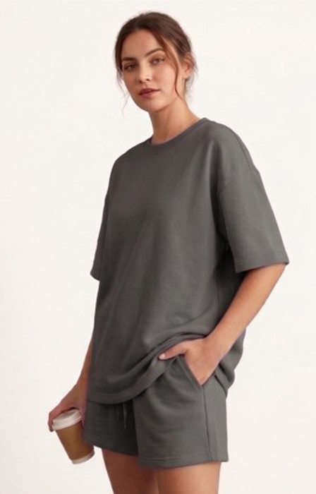 Short Sleeve Luxe Lounge Sets - Grey