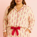 XXL XXL Pink Nutcracker Long Sleeve Ruffled Shorts Christmas Pajama Set