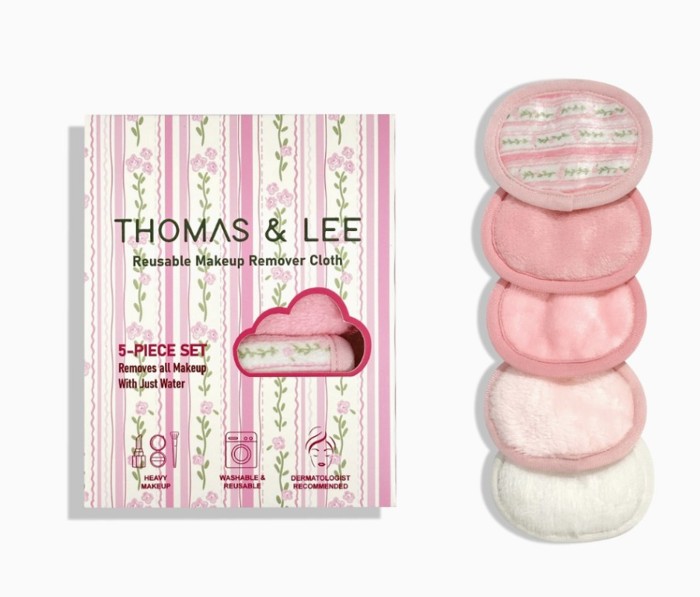 Pink Rose Makeup Eraser Reusable Face Cloths - 5 Piece Set
