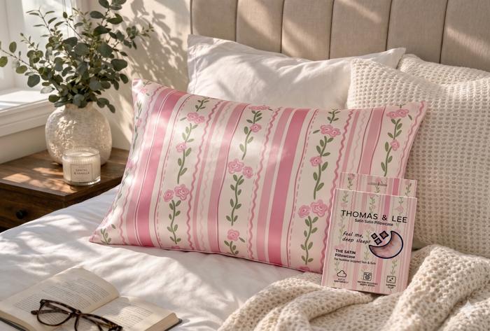 Giftable Pink Rose Satin Pillowcase