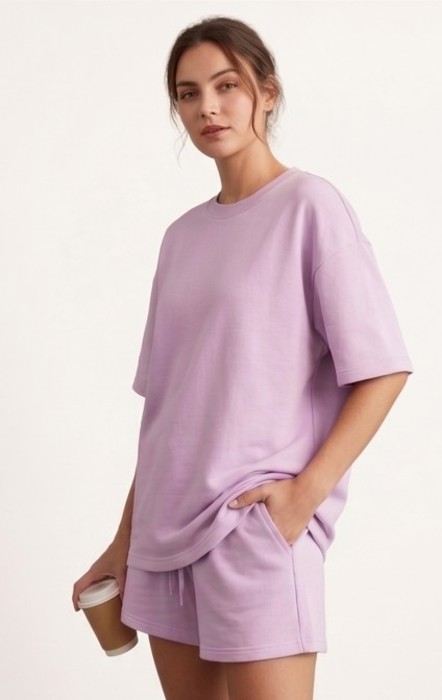 Short Sleeve Luxe Lounge Sets - Light Pink
